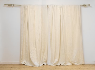 Lot 411 - Four pairs of cream-coloured silk curtains