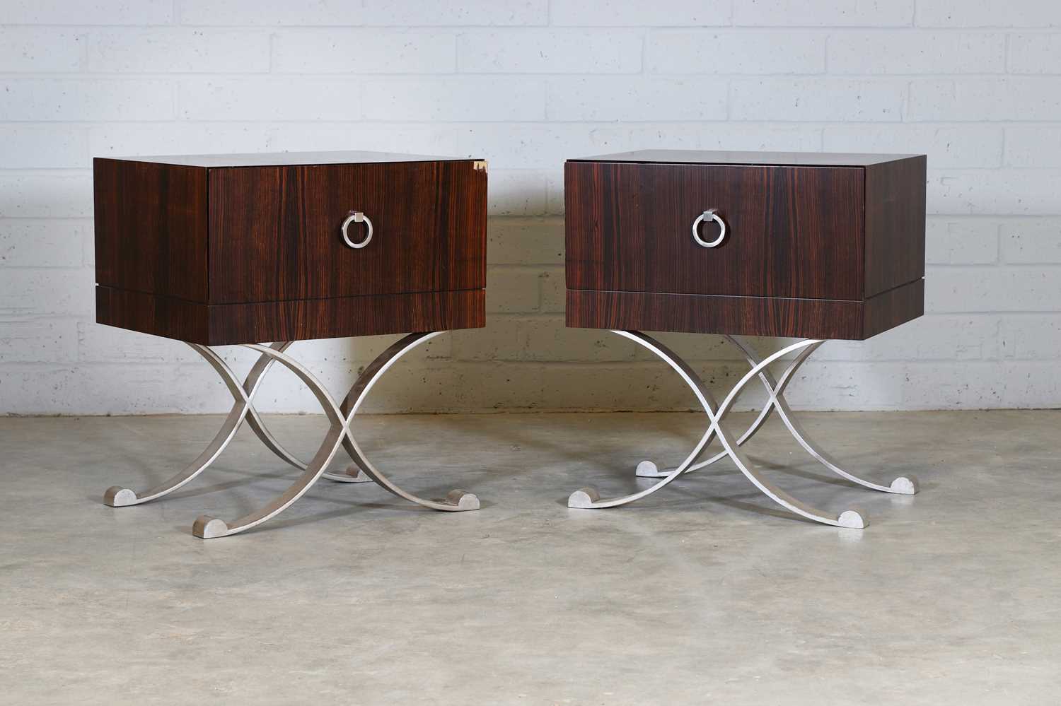 Lot 416 - A matching pair of Macassar ebony-veneered