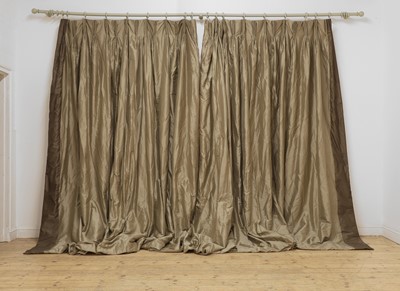 Lot 487 - A pair of coffee-coloured silk curtains