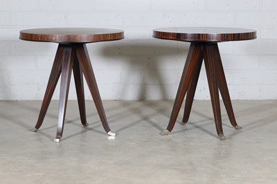 Lot 473 - A matching pair of Macassar veneer 'Vincent' side tables