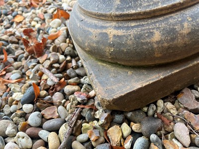 Lot 704 - A terracotta low garden urn