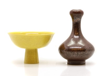 Lot 234 - A Chinese yellow-glazed stem bowl