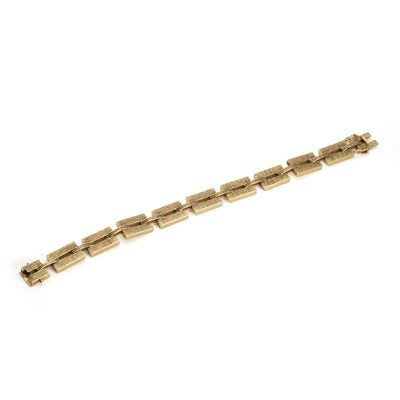 Lot 97 - A 9ct gold rectangular link bracelet, c.1966