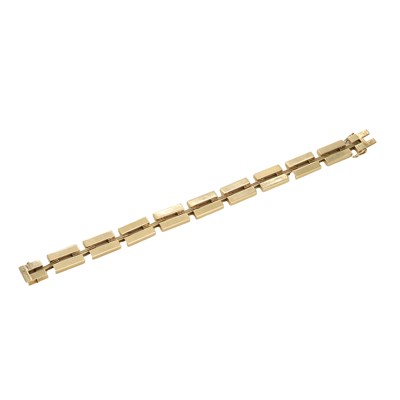 Lot 97 - A 9ct gold rectangular link bracelet, c.1966