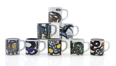 Lot 85 - A collection of eight Royal Copenhagen year mugs