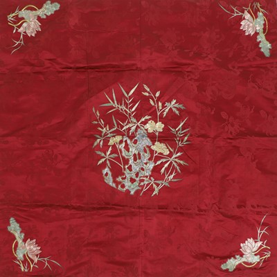 Lot 435 - A Chinese embroidered tablecloth