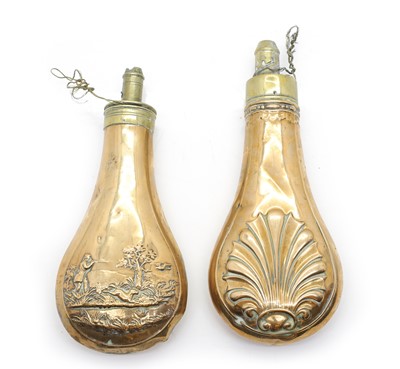 Lot 372 - Two copper and brass shot flasks