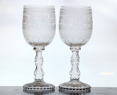 Lot 151 - A pair of Victorian glass goblets