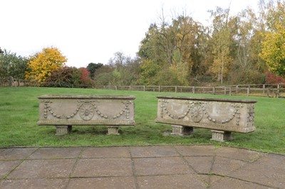 Lot 640 - A pair of composition stone planters