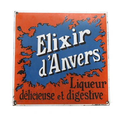 Lot 217 - An Elixir d’Anvers enamel sign