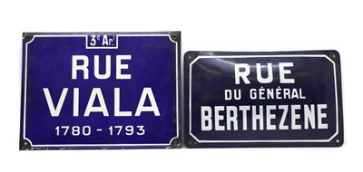 Lot 218 - Two French enamel signs