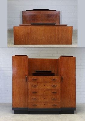 Lot 134 - An Art Deco walnut and ebonised bedroom suite