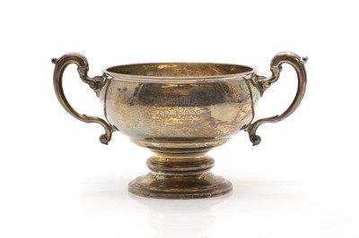 Lot 60 - A silver twin-handled pedestal bowl