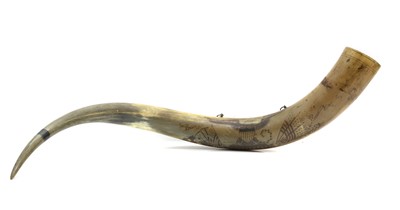 Lot 375 - A ‘Trade and Peace’ engraved bison horn