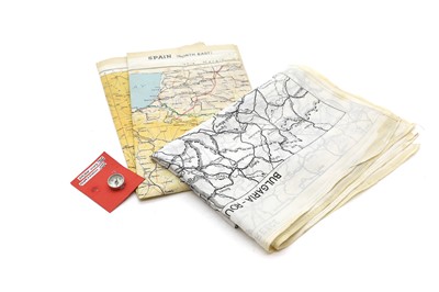 Lot 414 - A WWII silk flying map of France and Spain