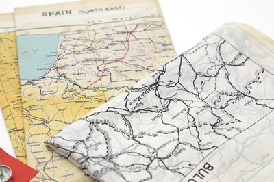 Lot 414 - A WWII silk flying map of France and Spain