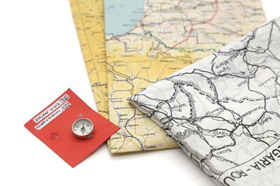 Lot 414 - A WWII silk flying map of France and Spain