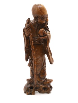 Lot 130 - A Chinese hardwood carved figure