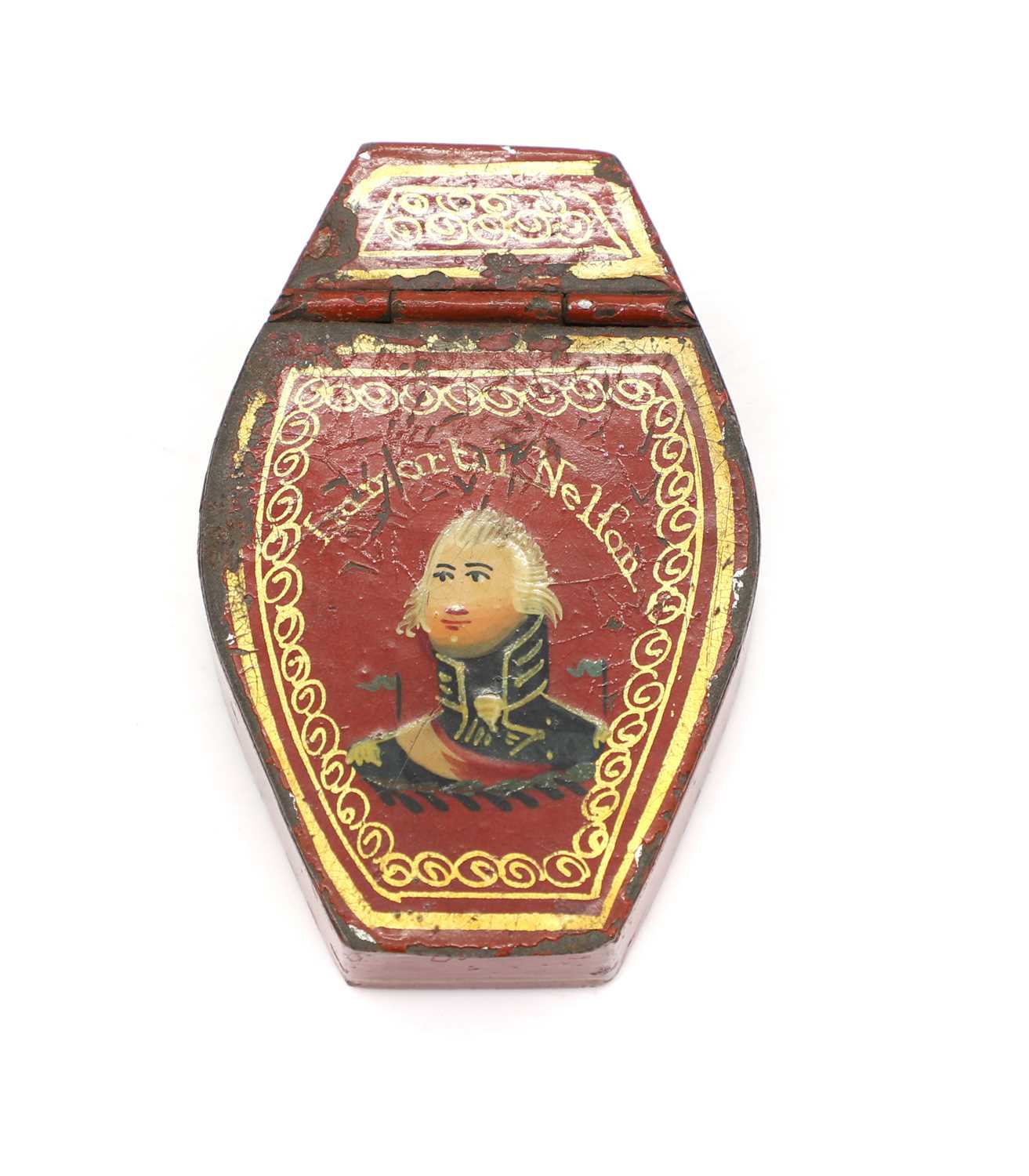 Lot 411 - A tole-pientre snuff box