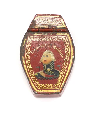 Lot 411 - A tole-pientre snuff box