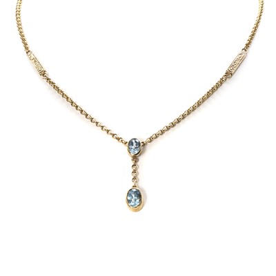 Lot 148 - A 9ct gold blue topaz necklace