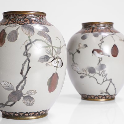 Lot 276 - A pair of Japanese cloisonné jars