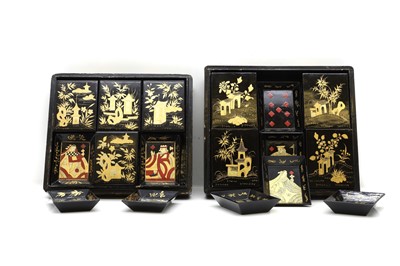 Lot 48 - Two Chinese gilt-lacquered games boxes