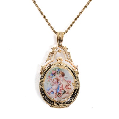 Lot 325 - A ladies' gold and enamel top wind fob watch, by Henry Grosjean, c.1880