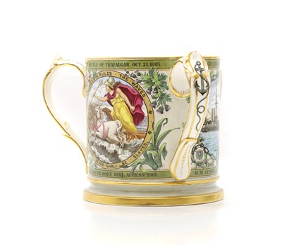 Lot 413 - A Spode Copeland pottery Nelson centenary tyg