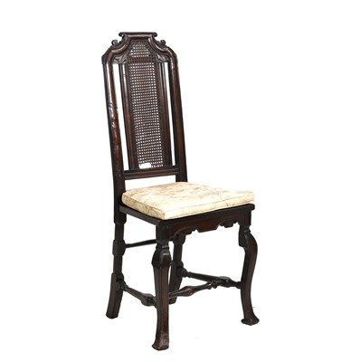 Lot 370 - A George I-style walnut and cane chair