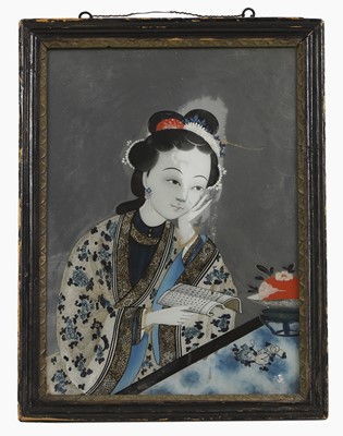 Lot 156 - A Chinese reverse glass painting