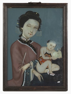 Lot 154 - A Chinese reverse glass painting