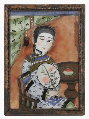 Lot 136 - A Chinese reverse glass painting