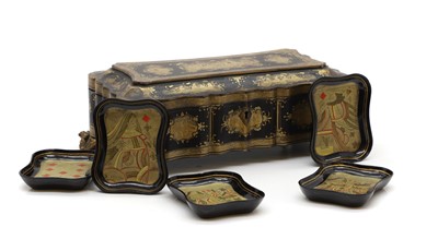 Lot 288 - A Chinese gilt-lacquered games box