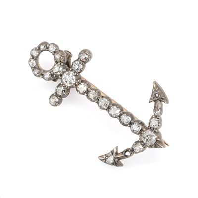 Lot 16 - A Victorian diamond anchor brooch