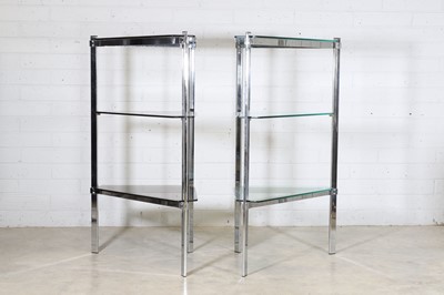 Lot 240 - A near pair of Merrow Associates chrome and glass corner units