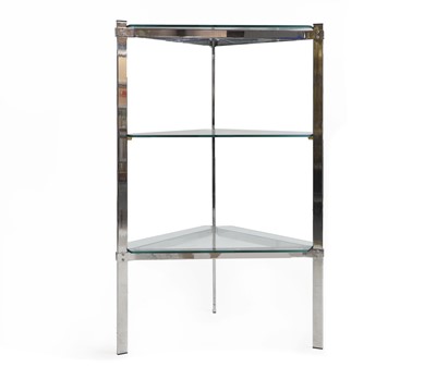 Lot 731 - A near pair of Merrow Associates chrome and glass corner unit