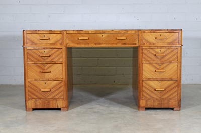 Lot 110 - A Maple & Co. Art Deco walnut pedestal desk