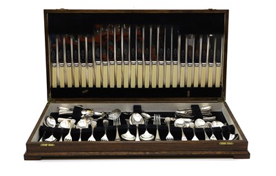 Lot 65 - A silver-plated canteen of cutlery