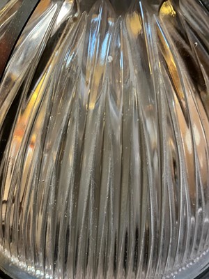 Lot 359 - A pair of Holophane glass pendant lights