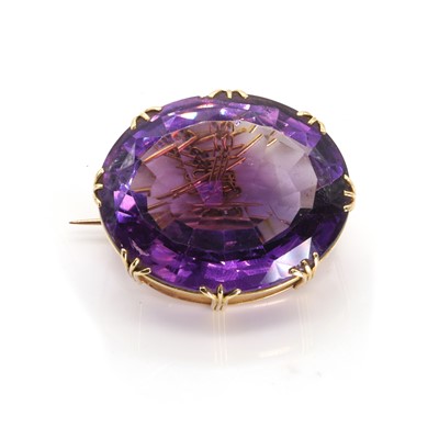 Lot 36 - A late 19th century amethyst brooch