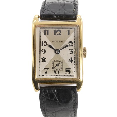 Lot 340 - A gentlemen's 18ct gold Rolex mechanical wristwatch, c.1928