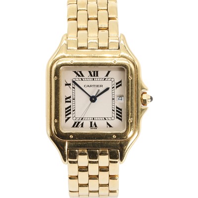 Lot 359 - An 18ct gold ladies' Panthère de Cartier quartz bracelet watch