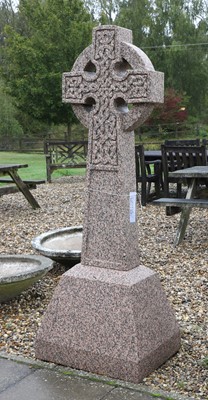 Lot 43 - A pink marble Celtic cross