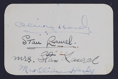 Lot 410 - Laurel & Hardy signed business card