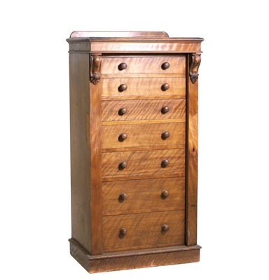 Lot 403 - An early Victorian satin birch Wellington chest