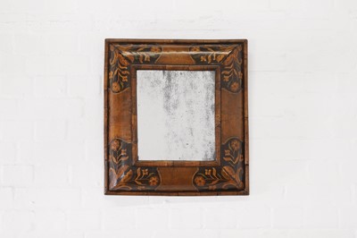 Lot 604 - A William and Mary-style walnut and marquetry cushion-framed mirror