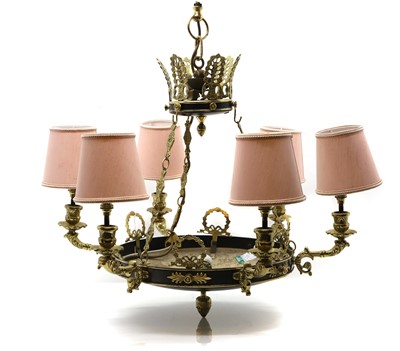 Lot 400A - An Empire style bronze six light electrolier