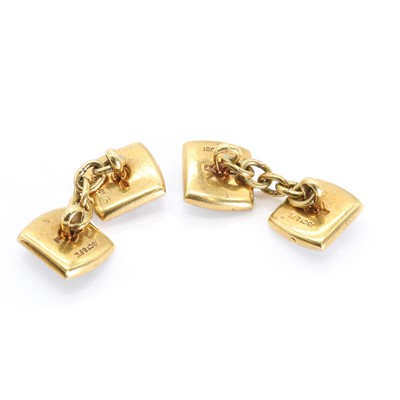 Lot 307 - A pair of Art Deco mother of pearl and diamond cufflinks