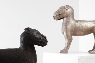 Lot 223 - Two Benin-style bronze leopards